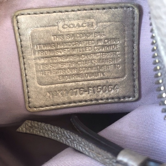 Coach Vintage Metallic Silver Leather Shoulder Satchel Duffel Bag Purse - Picture 11 of 15